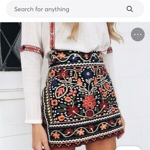 J. Marie Embroidered Floral Mini Skirt-NWT, Large